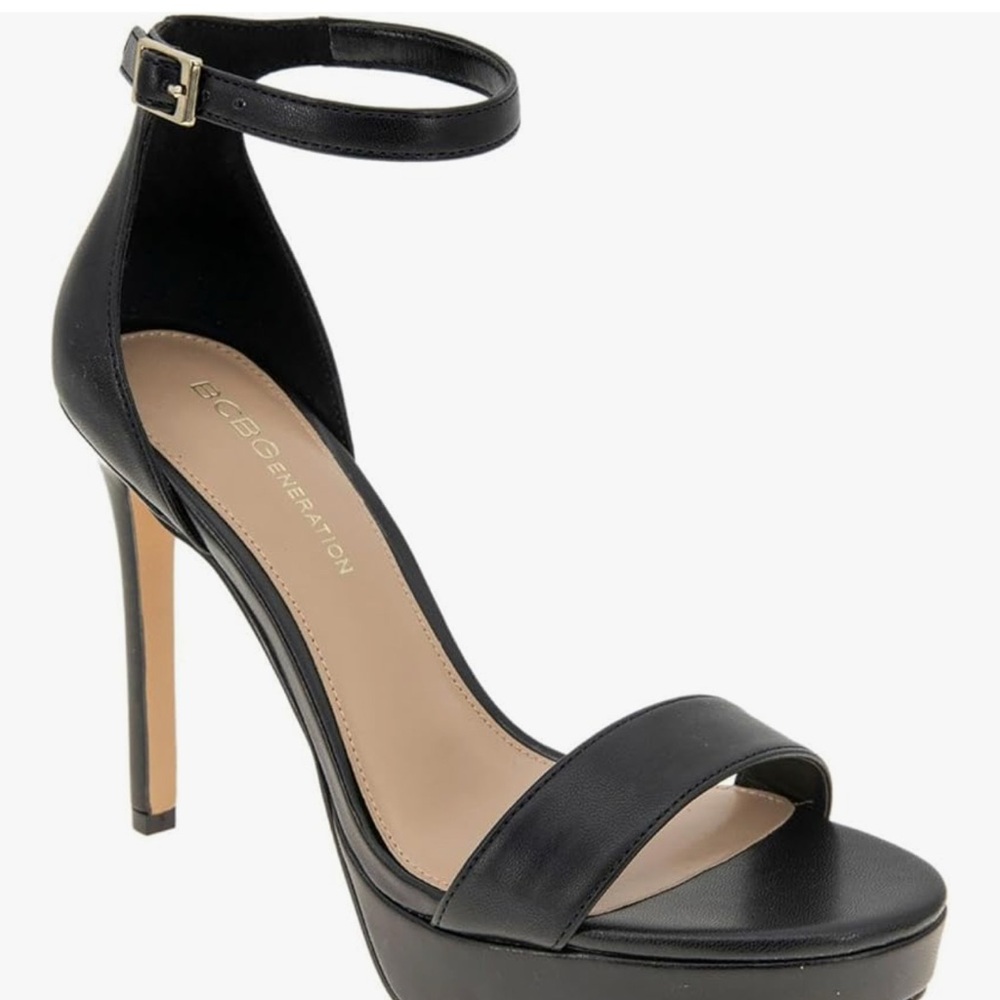 BCBGeneration Black Ankle Strap Heels